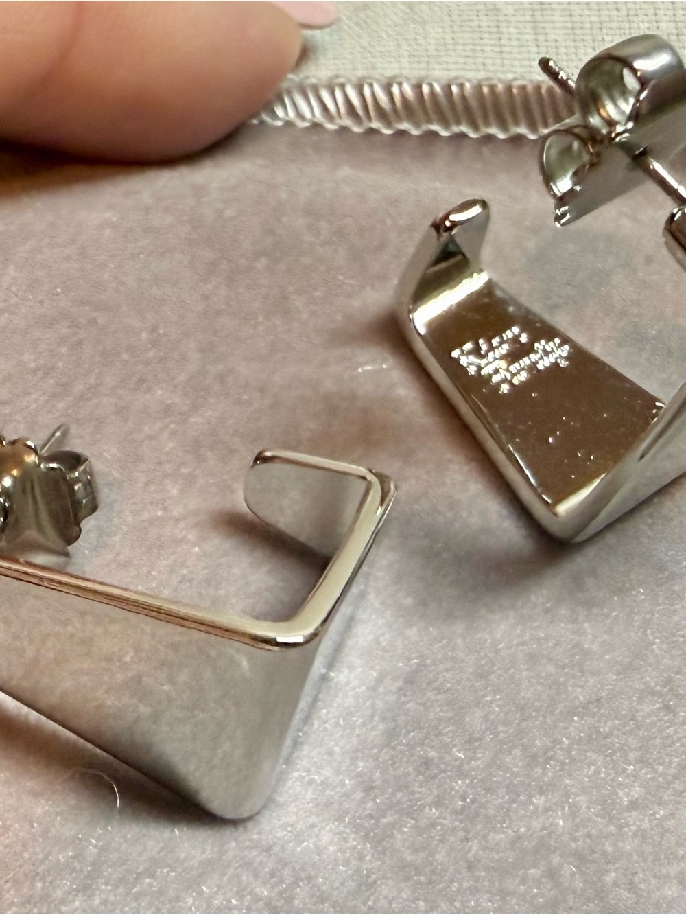 Kiam Family Signature Polished Silver Square Earrings